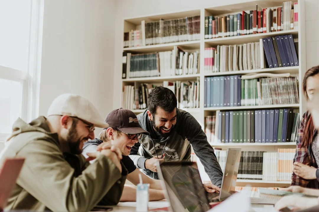 A group of students working together